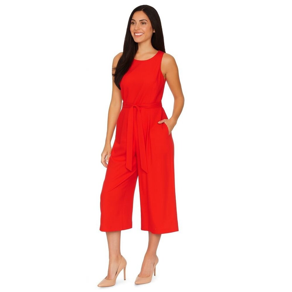 Banana Republic Red Size 12 Sleeveless Belted Jumpsuit NWT